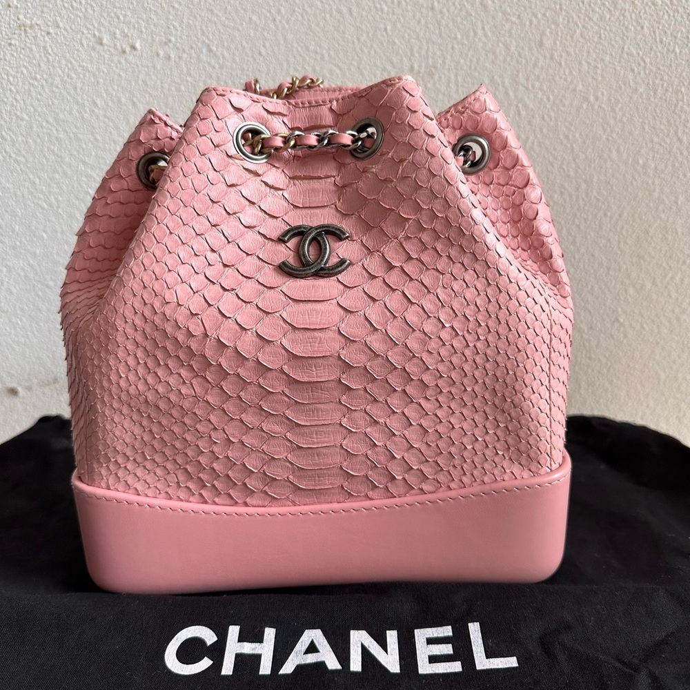 Rare Authentic Chanel Pink Python Small Gabrielle… - image 3
